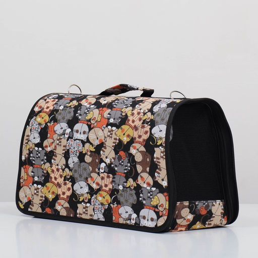 Сумка-переноска каркасная Кошки, размер L, 53 х 21 х 29 см - Пижон фото 3