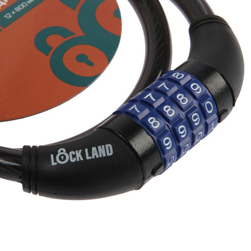 Замок навесной велосипедный LOCKLAND, кодовый, 12 х 800 мм  фото 3