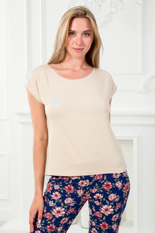 Футболка женская из вискозы Лирика бежевый You are safe - Амадэль фото 2