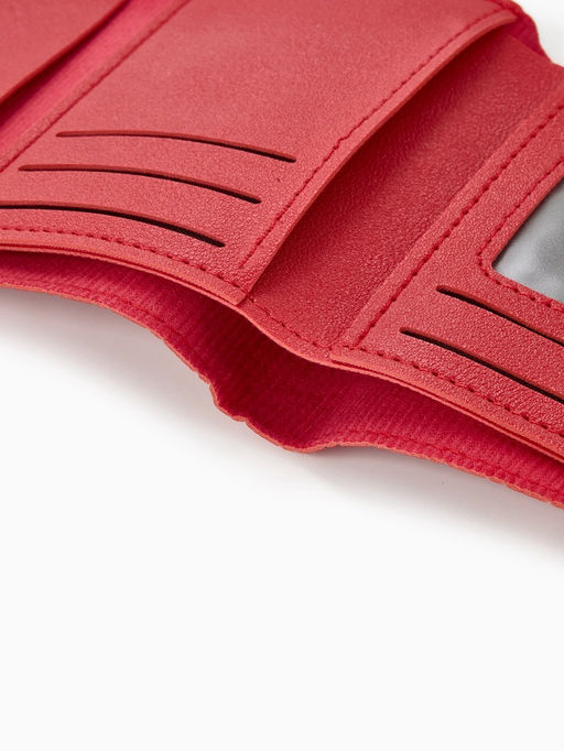 Кошелёк женский на кнопке, 11?1?10 см, комбинированный, красный