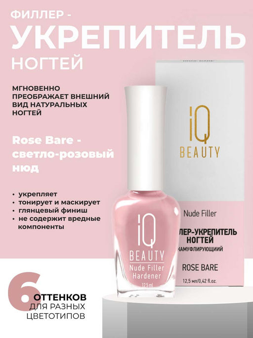 IQ Beauty Филлер-укрепитель с камуфлирующим эффектом / Nude Filler 02 Rose Bare, глянцевый финиш, 12,5 мл  фото 7