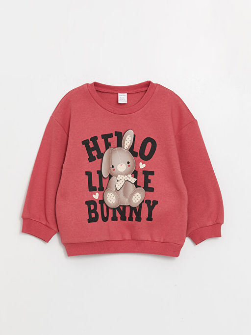 Bisiklet Yaka Uzun Kollu Bask?l? K?z Bebek Sweatshirt
