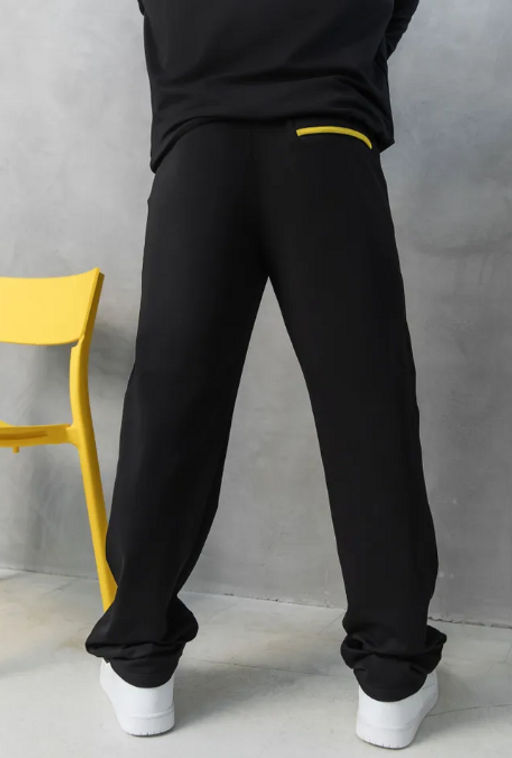 Утепленный костюм Футер 3-х ниточный М-1617: Чёрный / Жёлтый - Relay фото 17