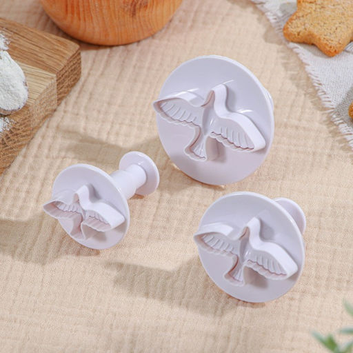 Плунжеры кондитерские Доляна «Птица», набор 3 шт., 4.5×5 см, пластик, белые