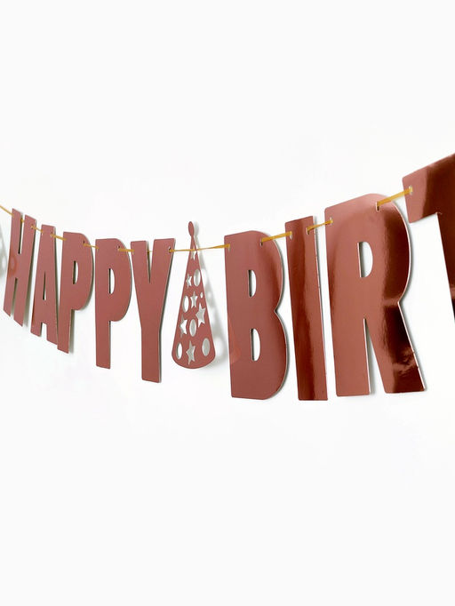 Цена за 2 шт. Гирлянда на ленте «Happy Birthday», розовое золото