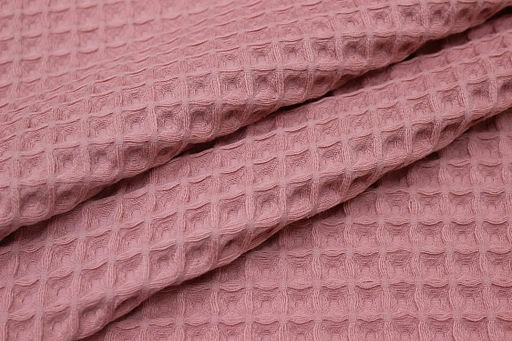 Вафельное премиум-полотно Бохо цв.пыльная роза, ш.1.44м, хлопок-100%, 230гр/м.кв - Купава фото 3