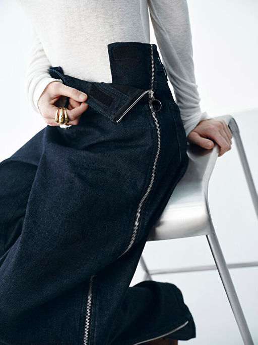 Kolay Giyilebilir Beli Fermuarl? Straight Fit Kad?n Jean Pantolon