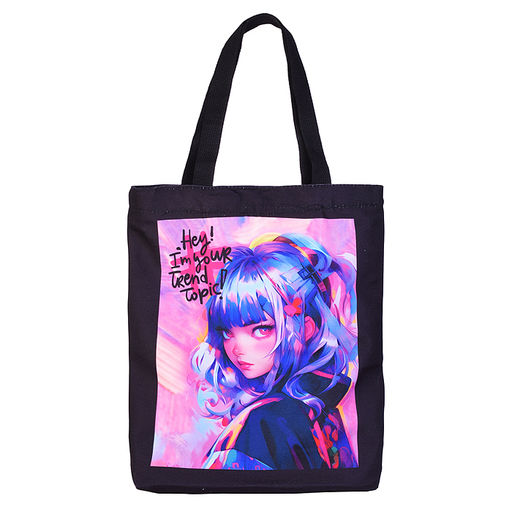 Сумка-шоппер "Hey Girl" 34х43,5x8 см, расширение дна 8 см, плотный полиэстер, 1 отделение на молнии и магнитной кнопке, 1 большой внешний карман, 1 внутренний карман на молнии, с рисунком