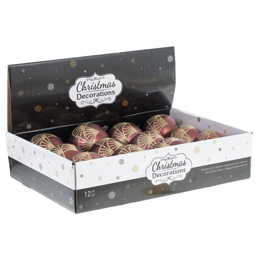 Набор из 12шт Украшение новогоднее "Шар", D 8 см, L35 W27 H8,5 см