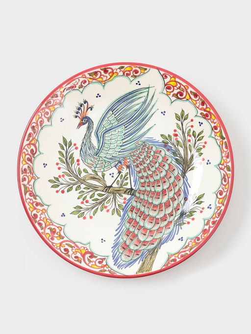 Ляган узбекский Риштанская Керамика «Жар-Птица», d=41 см, красный