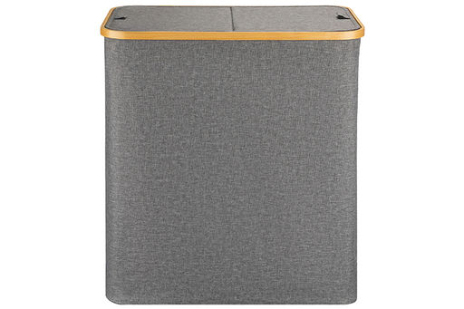 Корзина для белья 54*33*59 см 105 л с 2 отделениями и с 2 крышками, серая - Elan gallery фото 4