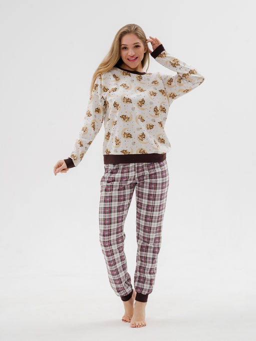 Пижама женская из джемпера и брюк из футера Олененок бычок