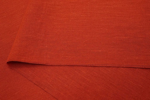 Лен с вискозой с эффектом мятости цв.Темно-оранжевый терракот, СОРТ2, ш.1.4м, лен-53%, виск-47% - Купава фото 2