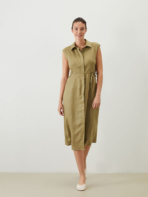 %100 Keten G?mlek Elbise