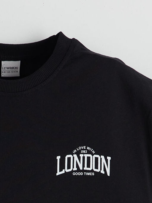 Bisiklet Yaka London Bask?l? K?z ?ocuk Elbise