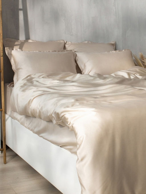 Простыня на резинке 1.5-спальная SL Home Tencel, 140×200+30 см, тенсель, бежевая