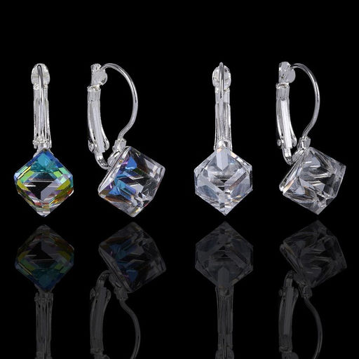 Серьги со стразами «Радужный день» кубик, миксы