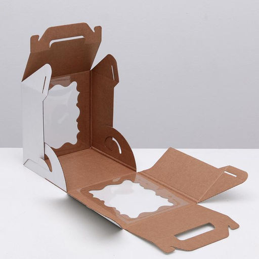 Цена за 2 шт. Коробка под торт, кондитерская упаковка, ПВХ окно, 20×20×22 см