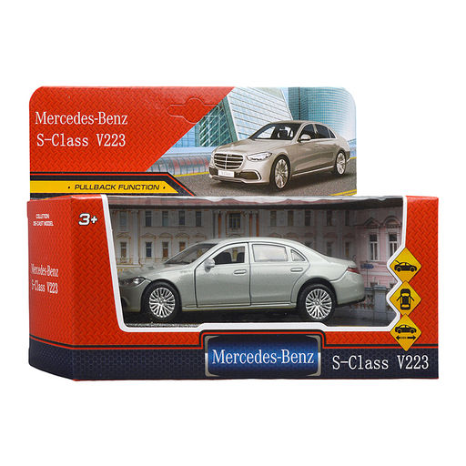 Машина металл Mercedes-Benz S-Class V223 12см, (дв, багаж, серебристый) инерц., в коробке