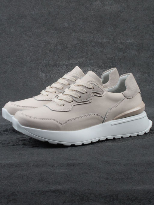 03-YJ428-1 BEIGE Кроссовки женские (натуральная кожа) - Фабричный китай фото 6