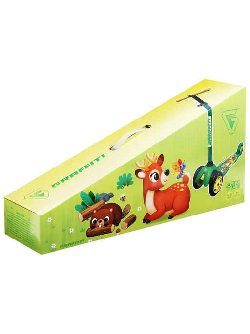 Самокат GRAFFITI «В лесу», колёса PU 110/80 мм, ABEC 7, цвет зелёный