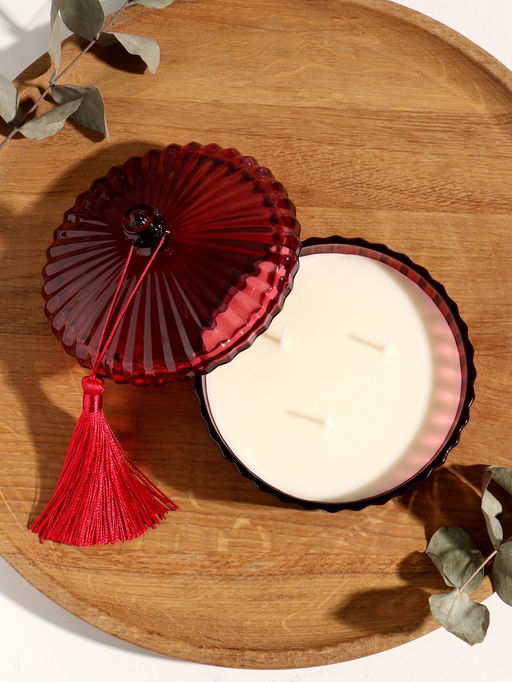 Ароматическая свеча в шкатулке «Красная», 3 фитиля, роза, 13.3×13.3×9.5 см