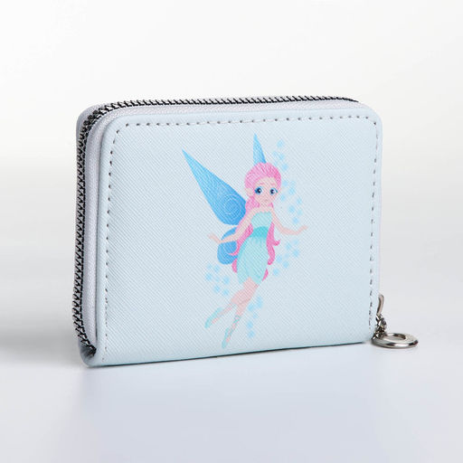 Кошелёк на молнии, отдел для карт, для монет, светло-голубой