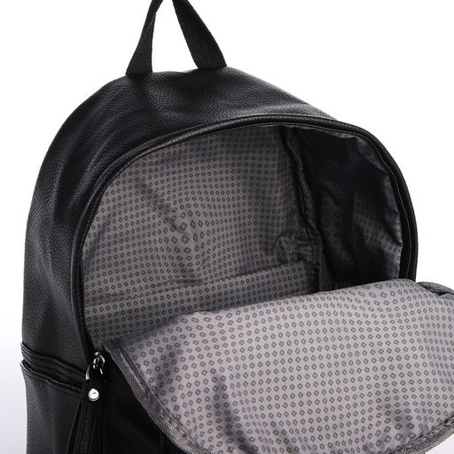 Рюкзак молодёжный из искусственной кожи на молнии, 4 кармана, цвет чёрный - Simaland фото 4