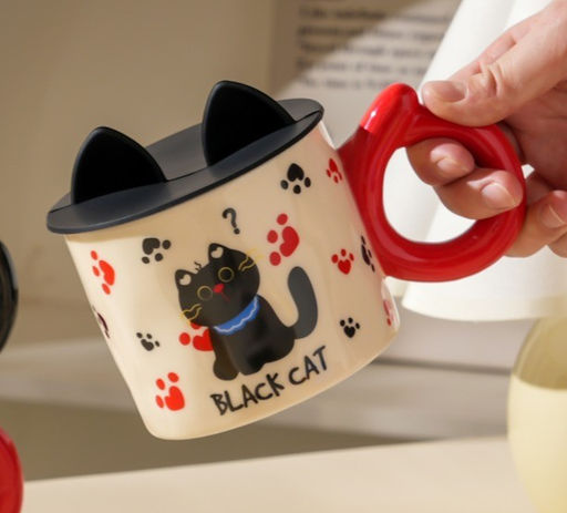 Кружка керамическая Black cat, red (350 мл)