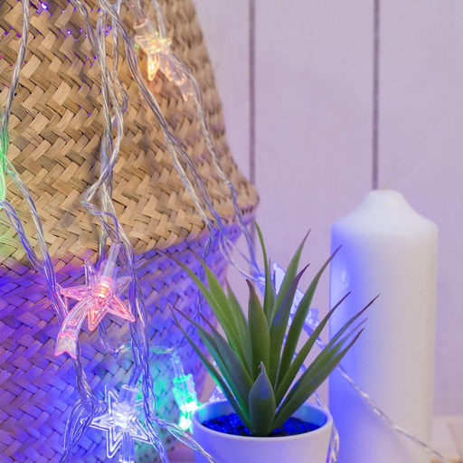 Гирлянда Нить 5 м с насадками Комета, IP20, прозрачная нить, 20 LED, свечение мульти (RG/RB), мигание, 220 В - Luazon lighting фото 9