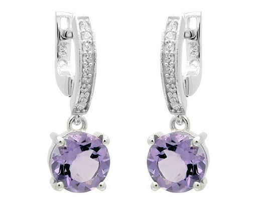 Серьги из серебра аметист, Хоста