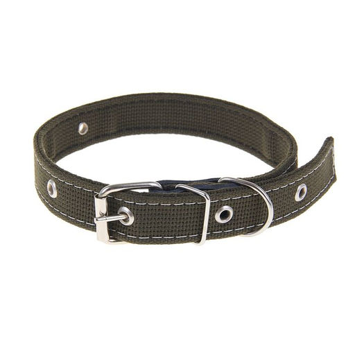 Ошейник брезентовый двухслойный, 59,5 х 2,5 см, ОШ 30-55 см, тёмно-зелёный - Пижон фото 2
