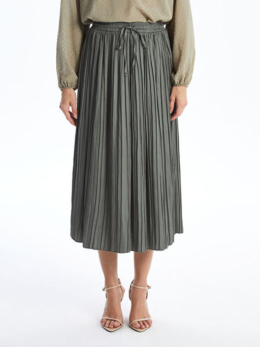 Beli Lastikli Saten Kad?n Etek