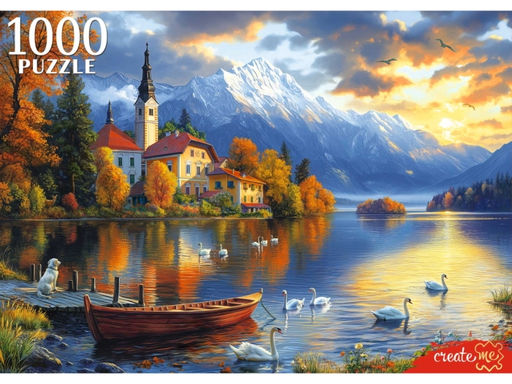 Пазлы 1000 "Закат на озере Блед"