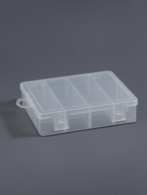 Органайзер для хранения мелочей, передвижные перегородки, 12 секций, 19.5×13×3.6 см, прозрачный