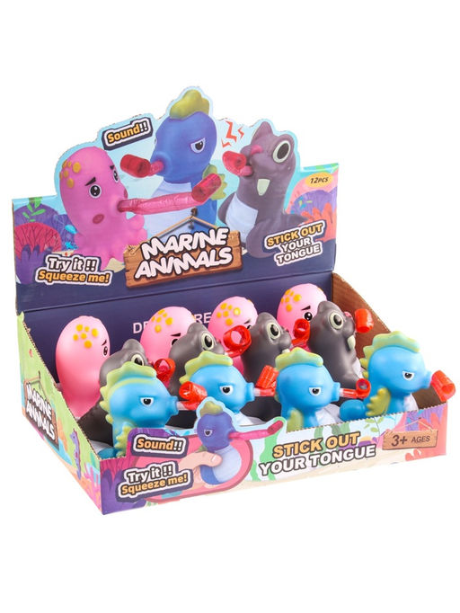 Цена за 12 шт. Антистресс игрушка «Морские жители», мялка с язычком, МИКС
