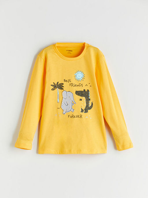 Bask?l? Erkek ?ocuk Pijama Tak?m?