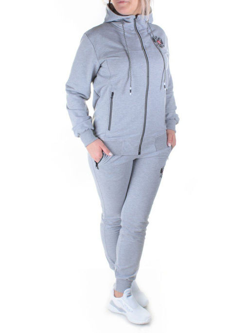 Y248-8 GRAY Спортивный костюм женский (100% хлопок) - Фабричный китай фото 2