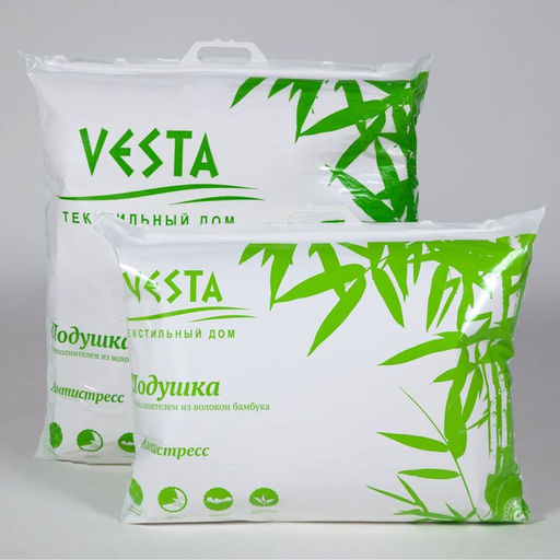 Подушка стёганная 70х70 см, бамбуковое волокно, ткань глосс-сатин, п/э 100% - Vesta фото 2