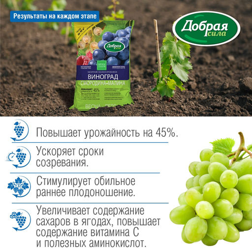 Компл. мин. удобр. "Добрая сила" Виноград-Смородина-Малина, пак.2кг