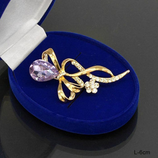 Брошь Бантик 6 см / 59-2/3 /уп 12/ сиреневая - Галеонтрейд фото 2