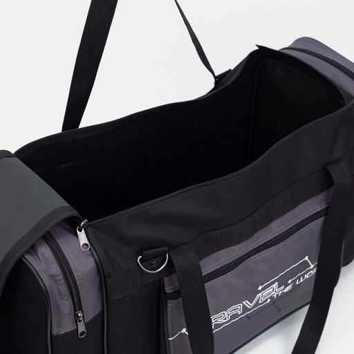 Сумка дорожная Travel, на молнии, 3 наружных кармана, длинный ремень, чёрная