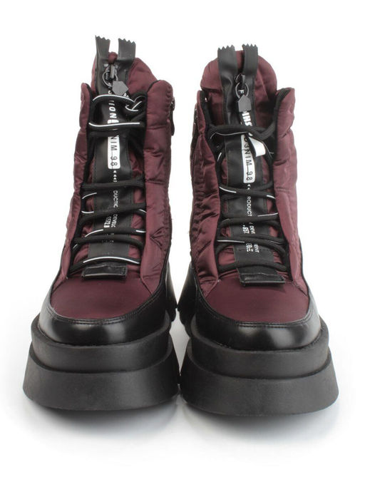 02-FAS16-4Z VINOUS/BLACK Дутики женские (искусственная кожа, плащевая ткань, шерсть) - Фабричный китай фото 10