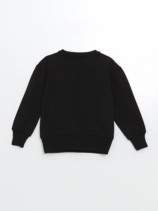 Bisiklet Yaka Bask?l? Erkek Bebek Sweatshirt