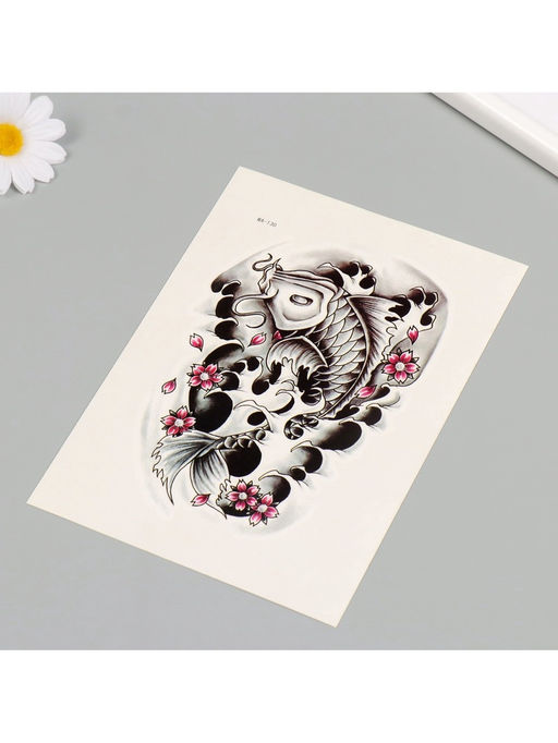 Цена за 2 шт. Переводная тату на тело цветная Сом, 26.1?14.6 см