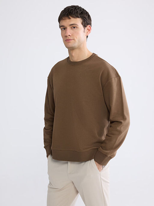 Bisiklet Yaka Erkek Kal?n Sweatshirt