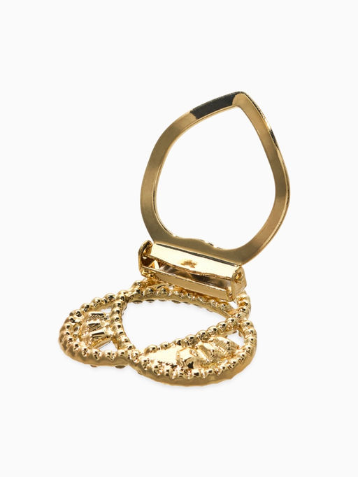 Зажим для платка "Узоры" три нити, цвет белый в золоте