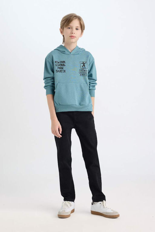 Толстовка с капюшоном и принтом для мальчиков - Defacto фото 2