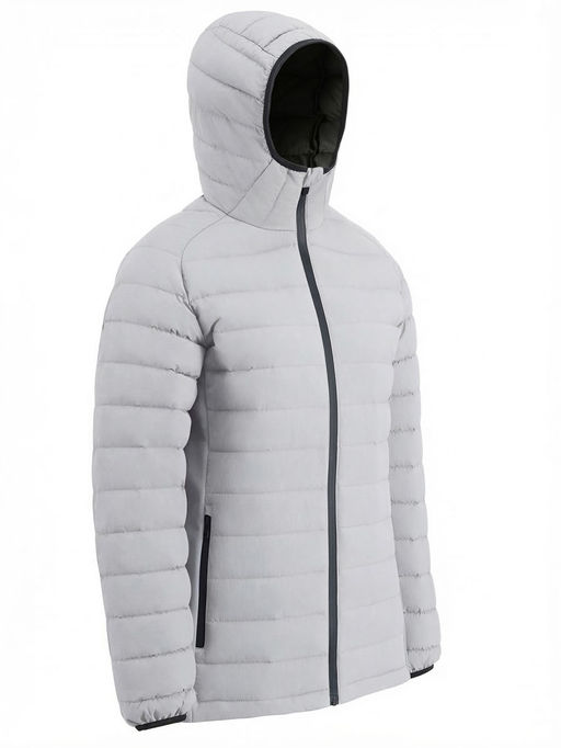 Куртка женская гибридная стёганая с капюшоном с графеновой подкладкой серого цвета 9622_1Sr