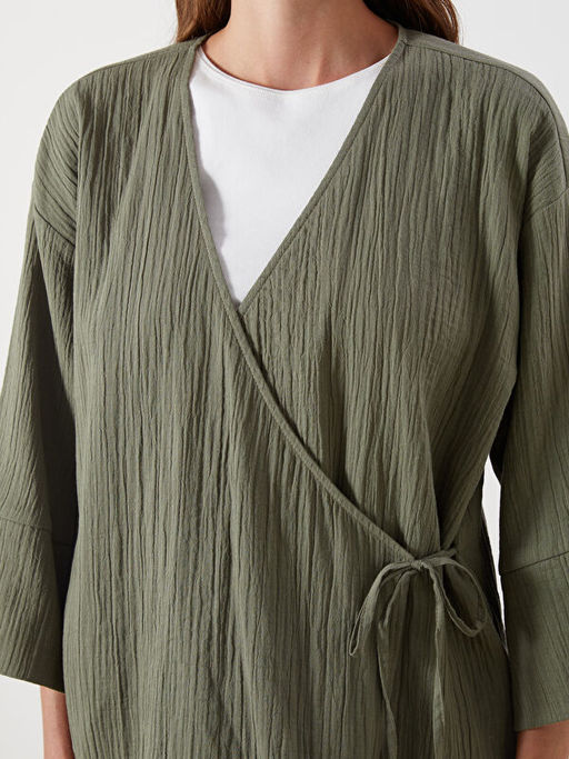 Kruvaze Yaka Dokulu Kad?n Kimono